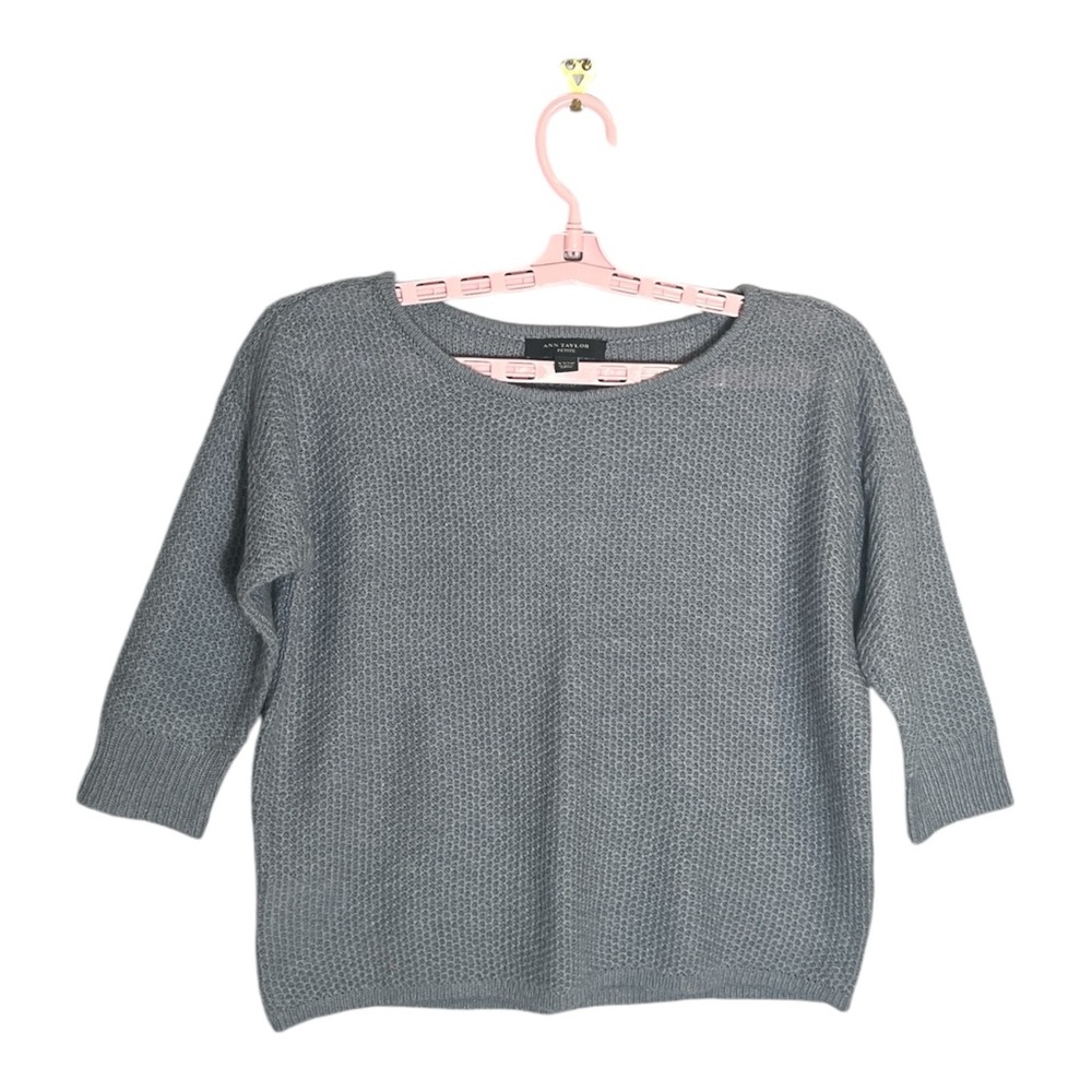 Ann Taylor Dusty Blue Crewneck 3/4 Sleeve Sweater,‎ Size XXSP- Petite